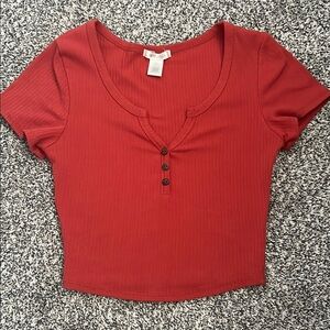 Bozzolo Red Cropped Fitted T-Shirt NWOT Size S